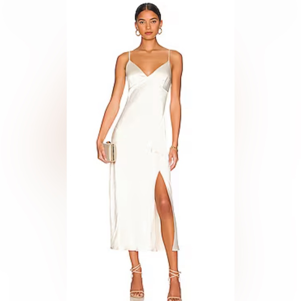 REVOLVE silk cream midi dress